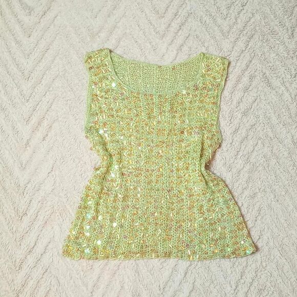Y2K Iridescent Crochet Knit Sequin Mermaid Top